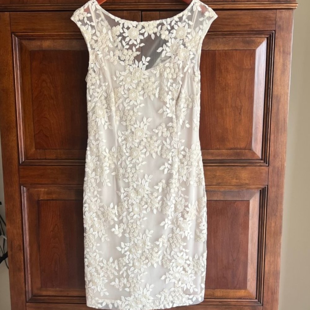 Lauren Ralph Lauren Floral Embroidered Sequin Dress in pearlescent.